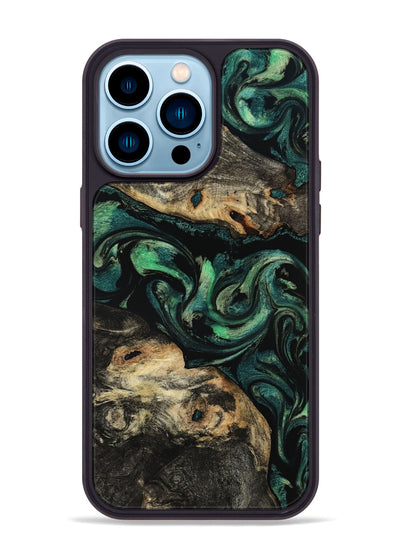 iPhone 14 Pro Max Wood Phone Case - Beatriz (Green, 801358)