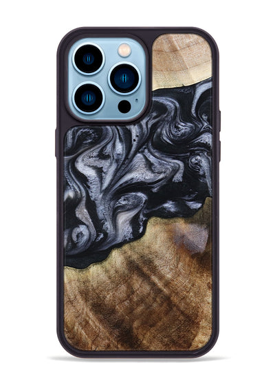 iPhone 14 Pro Max Wood Phone Case - Pablo (Black & White, 801406)