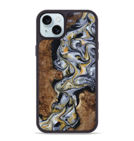 iPhone 15 Plus Wood Phone Case - Alecia (Black & White, 801407)