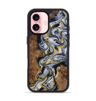 iPhone 16 Wood Phone Case - Alecia (Black & White, 801407)