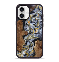 iPhone 16 Plus Wood Phone Case - Alecia (Black & White, 801407)