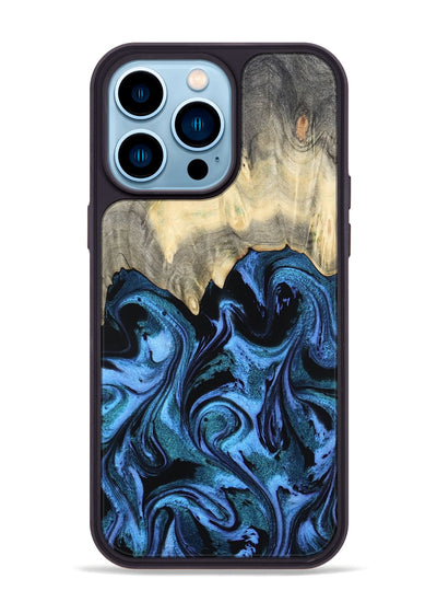iPhone 14 Pro Max Wood Phone Case - Glenda (Blue, 801410)