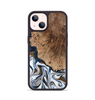 iPhone 14 Wood Phone Case - Dash (Teal & Gold, 801457)