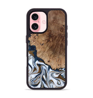 iPhone 16 Wood Phone Case - Dash (Teal & Gold, 801457)