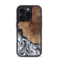 iPhone 16 Pro Wood Phone Case - Dash (Teal & Gold, 801457)