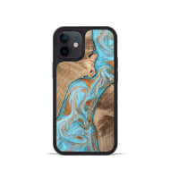 iPhone 12 mini Wood Phone Case - Jody (Teal & Gold, 801464)