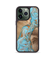 iPhone 13 Pro Wood Phone Case - Jody (Teal & Gold, 801464)