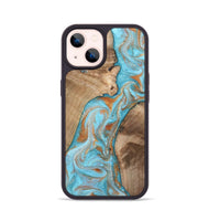 iPhone 14 Wood Phone Case - Jody (Teal & Gold, 801464)
