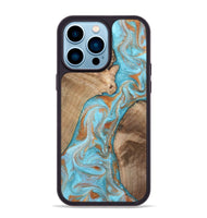 iPhone 14 Pro Max Wood Phone Case - Jody (Teal & Gold, 801464)