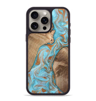 iPhone 15 Pro Max Wood Phone Case - Jody (Teal & Gold, 801464)
