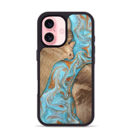 iPhone 16 Wood Phone Case - Jody (Teal & Gold, 801464)