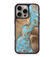 iPhone 16 Pro Max Wood Phone Case - Jody (Teal & Gold, 801464)