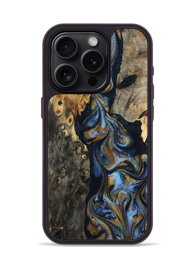 iPhone 15 Pro Wood Phone Case - Jarrod (Teal & Gold, 801465)