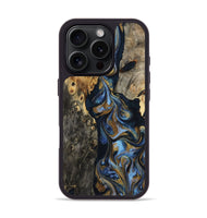 iPhone 16 Pro Wood Phone Case - Jarrod (Teal & Gold, 801465)