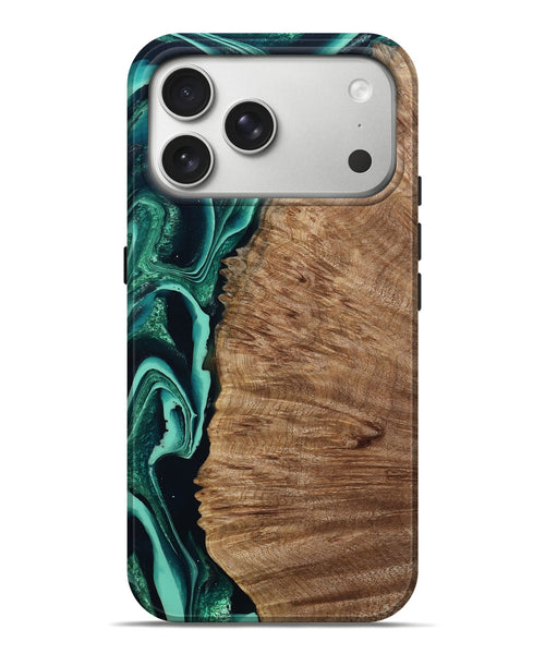 iPhone 17 Pro Max Wood Live Edge Phone Case - Angelo (Green, 801477)