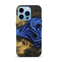 iPhone 14 Pro Wood Live Edge Phone Case - Saige (Blue, 801496)
