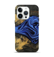 iPhone 15 Pro Wood Live Edge Phone Case - Saige (Blue, 801496)