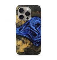 iPhone 16 Pro Wood Live Edge Phone Case - Saige (Blue, 801496)
