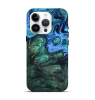 iPhone 15 Pro Wood Live Edge Phone Case - Keshia (Blue, 801507)