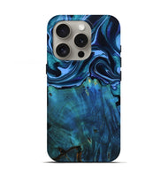 iPhone 16 Pro Wood Live Edge Phone Case - Mekhi (Blue, 801510)