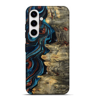 Galaxy S25 Plus Wood Live Edge Phone Case - Myron (Teal & Gold, 801512)