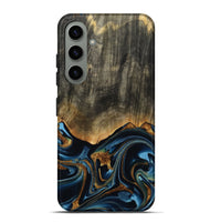 Galaxy S24 Plus Wood Live Edge Phone Case - Virgil (Teal & Gold, 801513)