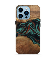 iPhone 14 Pro Wood Live Edge Phone Case - Lizeth (Green, 801514)