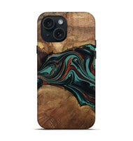 iPhone 15 Wood Live Edge Phone Case - Lizeth (Green, 801514)