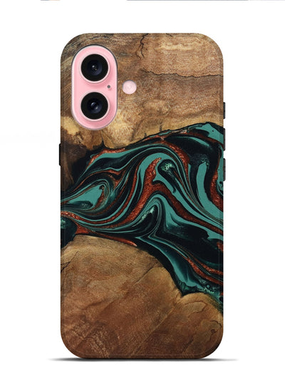 iPhone 16 Wood Live Edge Phone Case - Lizeth (Green, 801514)