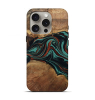 iPhone 16 Pro Wood Live Edge Phone Case - Lizeth (Green, 801514)