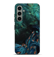 Galaxy S24 Plus Wood Live Edge Phone Case - January (Teal & Gold, 801525)