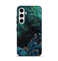 Galaxy S25 Wood Live Edge Phone Case - January (Teal & Gold, 801525)