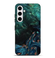 Galaxy S25 Plus Wood Live Edge Phone Case - January (Teal & Gold, 801525)