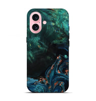 iPhone 17 Wood Live Edge Phone Case - January (Teal & Gold, 801525)