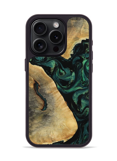 iPhone 15 Pro Wood Phone Case - Erykah (Green, 801541)