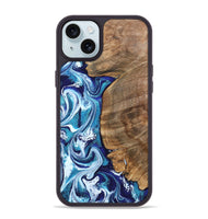 iPhone 15 Plus Wood Phone Case - Chrissy (Blue, 801556)