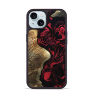 iPhone 15 Wood Phone Case - Mat (Red, 801626)
