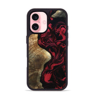 iPhone 16 Wood Phone Case - Mat (Red, 801626)