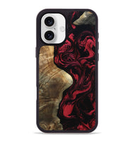 iPhone 16 Plus Wood Phone Case - Mat (Red, 801626)