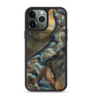 iPhone 13 Pro Max Wood Phone Case - Karon (Teal & Gold, 801649)