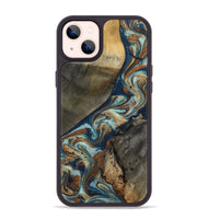 iPhone 14 Plus Wood Phone Case - Karon (Teal & Gold, 801649)