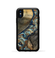 iPhone Xs Wood Phone Case - Karon (Teal & Gold, 801649)