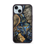 iPhone 15 Wood Phone Case - Kairi (Teal & Gold, 801650)