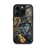 iPhone 15 Pro Wood Phone Case - Kairi (Teal & Gold, 801650)