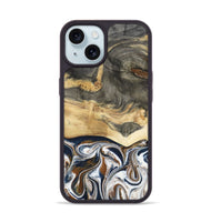 iPhone 15 Wood Phone Case - Amias (Black & White, 801651)