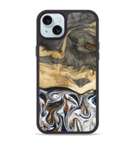 iPhone 15 Plus Wood Phone Case - Amias (Black & White, 801651)