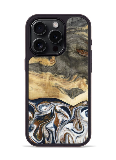 iPhone 15 Pro Wood Phone Case - Amias (Black & White, 801651)