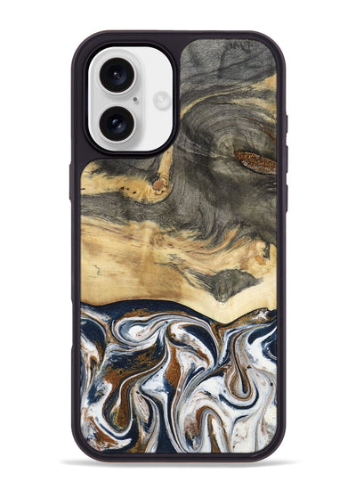 iPhone 16 Plus Wood Phone Case - Amias (Black & White, 801651)