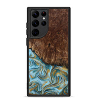 Galaxy S22 Ultra Wood Phone Case - Tonya (Teal & Gold, 801652)