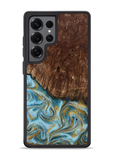 Galaxy S25 Ultra Wood Phone Case - Tonya (Teal & Gold, 801652)